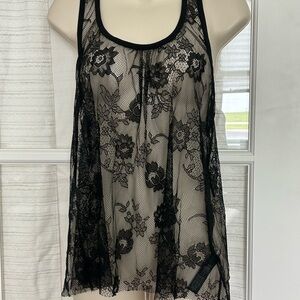 Guess black T- back lace top. NWT